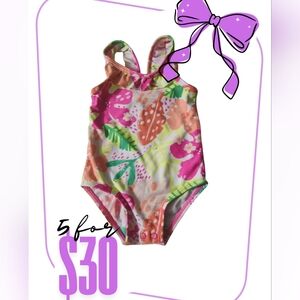 Carter's Pink and Green Floral Swimsuit